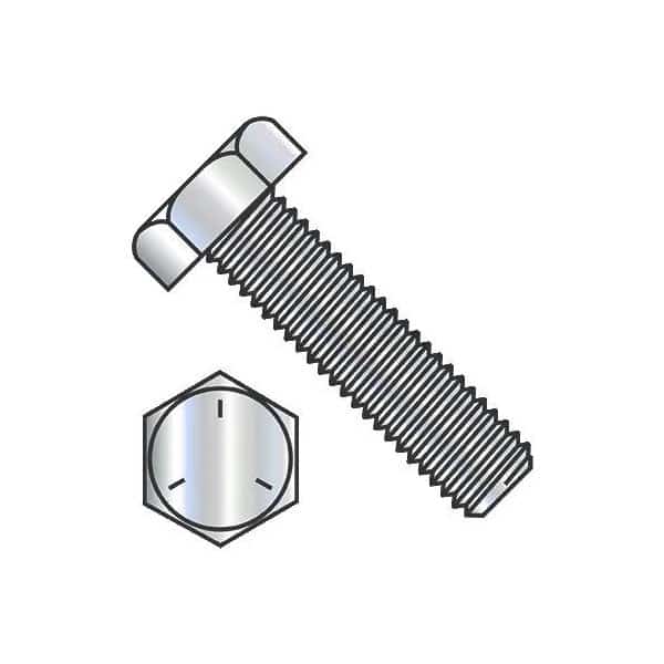 Grade 5, 3/8"-16 Hex Head Tap Bolt, Zinc Plated Steel, 1-3/8 in L