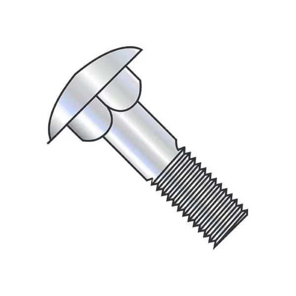 Carriage Bolt, Square Neck Round Head, Zinc Plated Low Carbon Steel, 3/8-16 x 15 in.