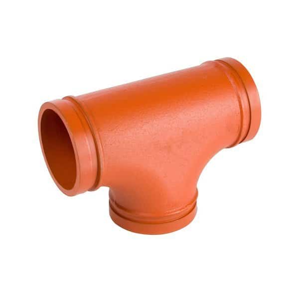 Grooved Pipe Fitting - Ductile Iron Orange Enamel-Coated - Tee - 6 Grooved End