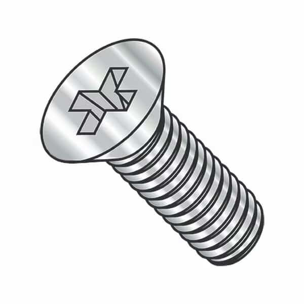 #10-24 x 2 1/2 in Phillips Flat Machine Screw, Plain 18-8 Stainless Steel