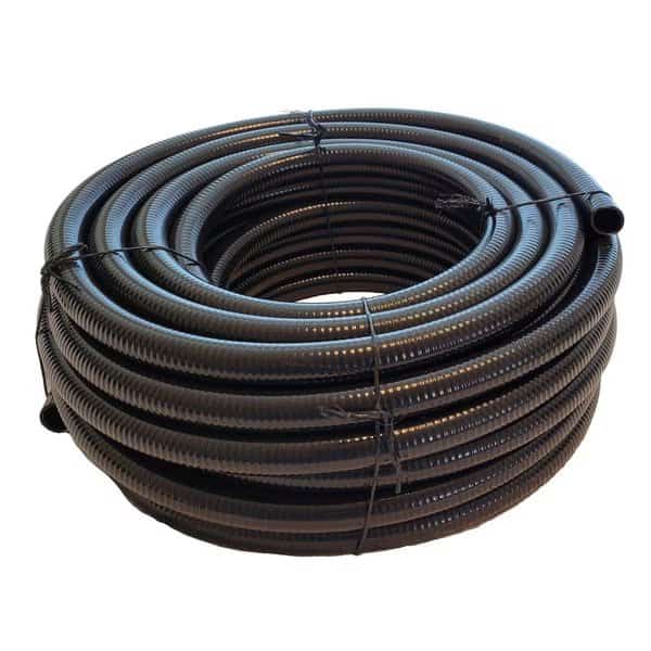 Liquid-Tight Flex Plastic Conduit, 1-1/2 in Trade Size, 25 ft, PVC, Black