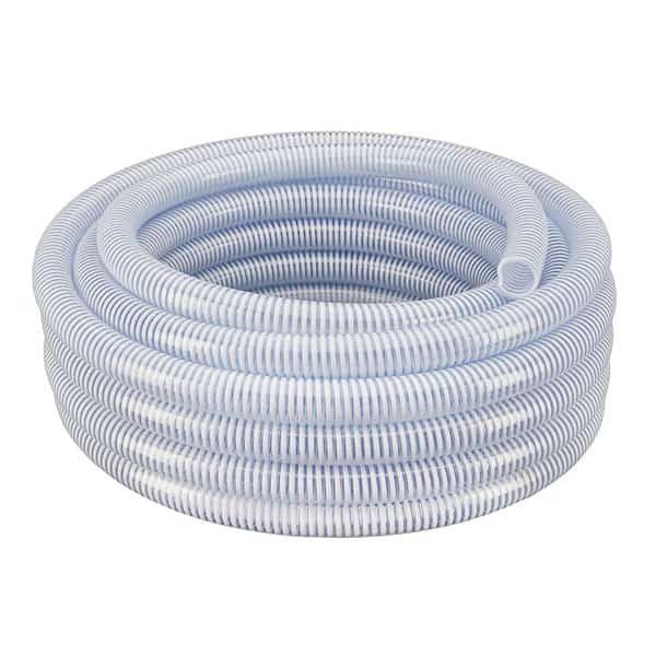 1"x50Ft Flexible PVC Clear with White Helix Suction Hose