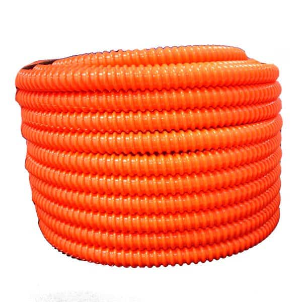 3/4"x100Ft Flexible Corrugated Orange PVC NON Split Tubing Wire Loom