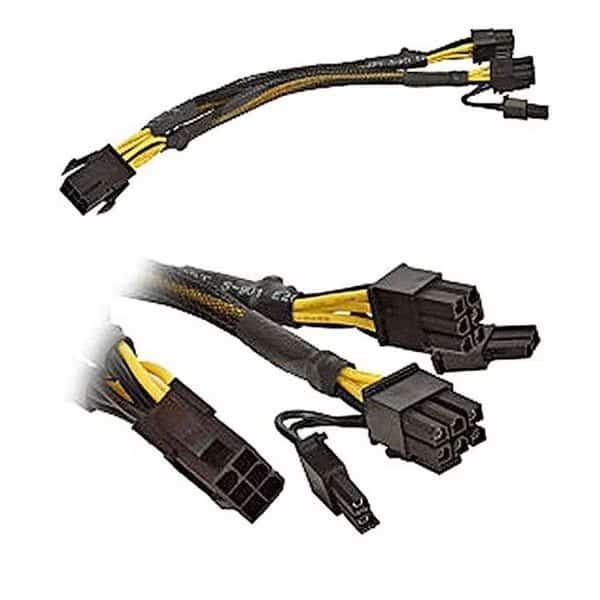 Works 22-100-21 PCI Express 6-Pin To 2 x PCI Express 6 Plus 2-Pin Cable Adapter; 9.6 in. Long