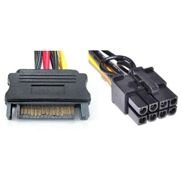 Works 22-100-40 SATA 15-Pin To PCI Express 6 Plus 2-Pin Cable Adapter; 14.75 in. Long