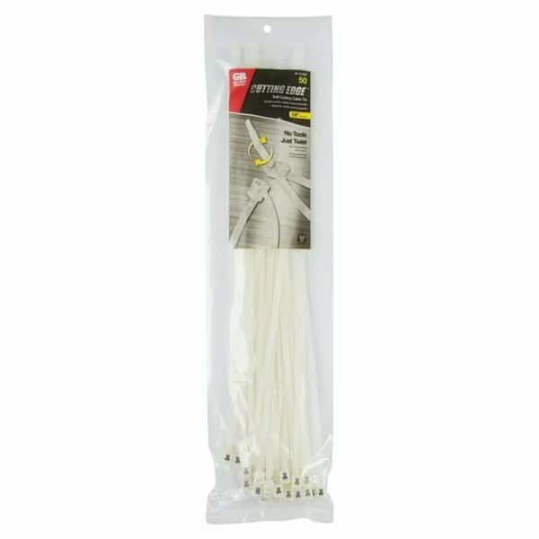 Cable Tie, 14 in L, Natural, Nylon 6/6, 50 lb Strength