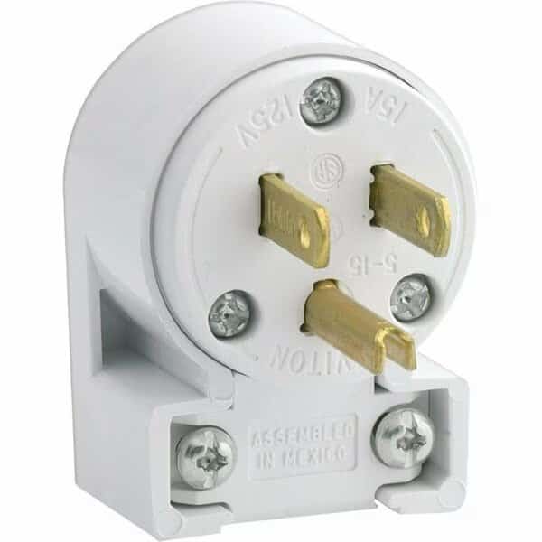 515AN-000 Leviton Commercial PVC Polarized Angle Plug 5-15P 18-12 Awg 2 Pole 3 Wire White