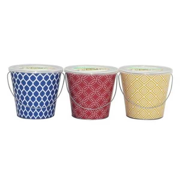 Patio Essentials 7627623 18 oz Citronella Oil Candle Bucket; Assorted - Pack of 6