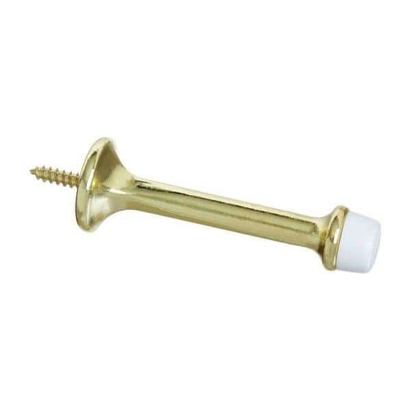 3 in. Die Cast Rubber Tip Rigid Door Stop, Brass