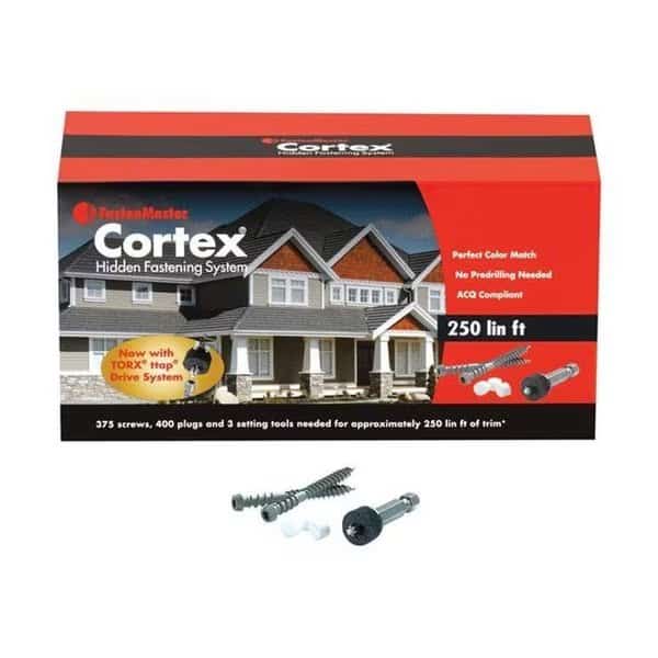 Fastenmaster 5957733 Cortex No.20 x 2 in. Torx TTAP Star Head Smooth Carbon Steel Trim Screws & Plugs Kit - 375 Per Box, Fastenmaster, Mfr#: 5957733