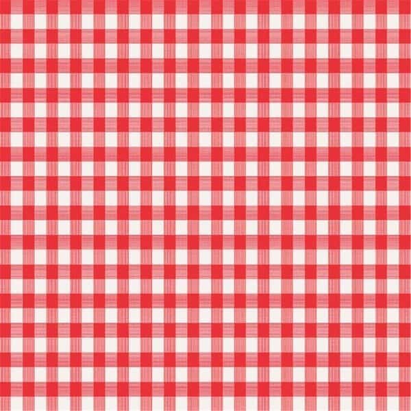 Red & White Checkered Plastic Round Tablecloth