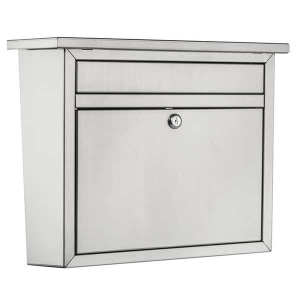 Maya Galvanized Steel Wall-Mounted Silver Mailbox, 6.38 x 15.79 x 13.23 in.