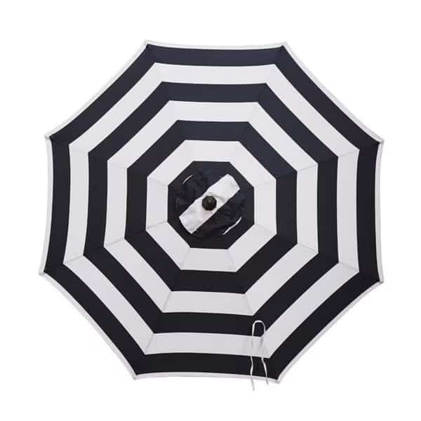 9 ft. Tiltable Navy White Stripe Market Umbrella
