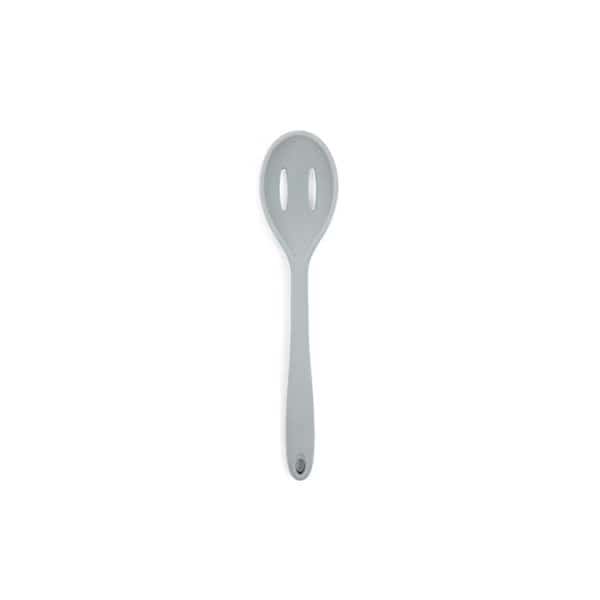 3 x 10.2 in. Gray Silicone Slotted Serving Spoon