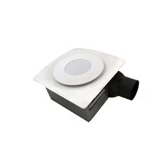 Aero Pure AP90-SL W ow Profile 90 CFM 0.3 Sones Slim Fit Bathroom Ceiling Fan with LED Light Pad & Grille; White