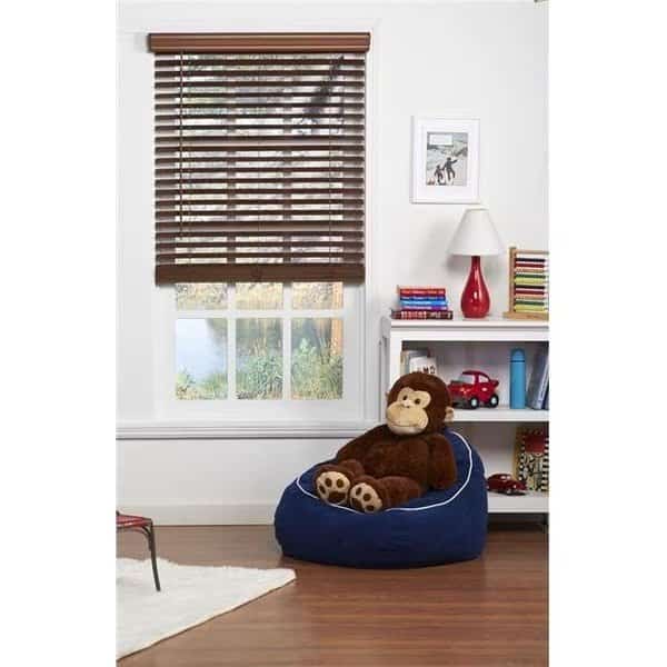 Safe Styles UBJ615X64BK 2 in. Cordless Faux Wood Blind; Dark Oak - 61.5 x 64 in.