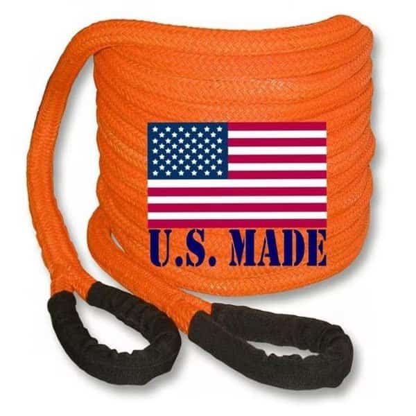U.S. made 1 inch X 10 ft "Safety Orange" Safe-T-Line Kinetic SNATCH ROPE (4X4 VEHICLE RECOVERY)