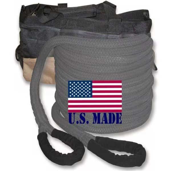 U.S. made "GUNMETAL GREY" Safe-T-Line Kinetic Recovery (Snatch) ROPE - 1 inch X 30 ft with Heavy-Duty Carry Bag (4X4 VEHICLE RECOVERY)