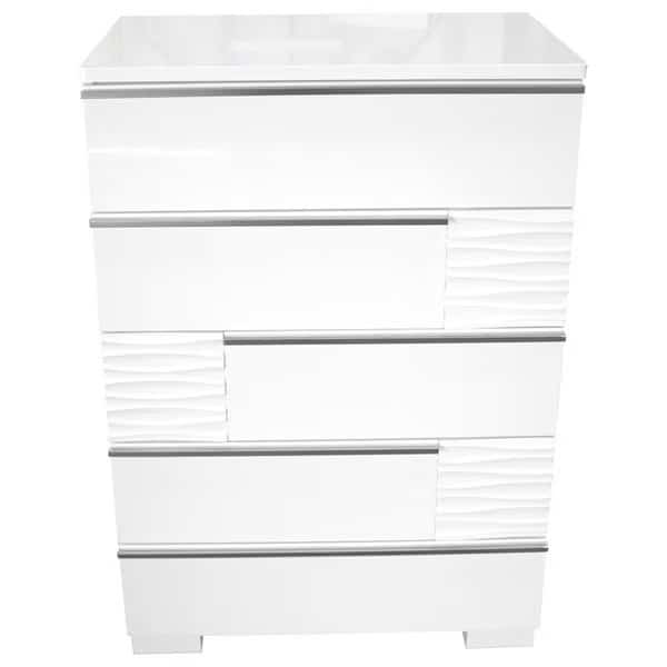 Best Master Furniture Athens 5 Drawer Chest Athens White Lacquer 5 Drawer Chest