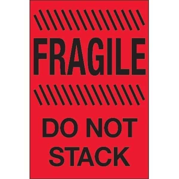 Tape Logic DL1192 4 x 6 in. - Fragile - Do Not Stack Fluorescent Red Labels - Roll of 500