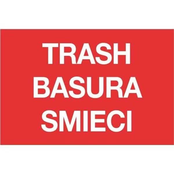 Tape Logic DL1311 2 x 3 in. Red Rectangle Trash & Basura & Smieci Lables - Roll of 500