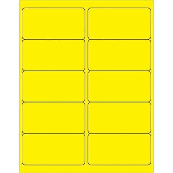 Box Partners LL178YE 4 x 2 in. Fluorescent Yellow Rectangle Laser Labels - Pack of 1000