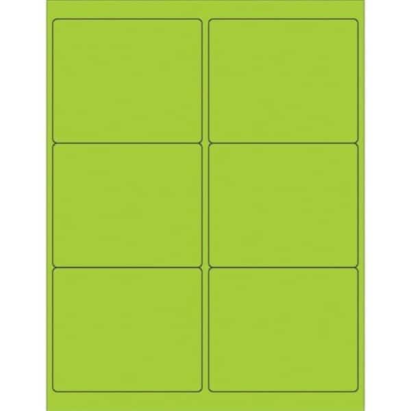 Box Partners LL180GN 4 x 3.33 in. Fluorescent Green Rectangle Laser Labels - Pack of 600