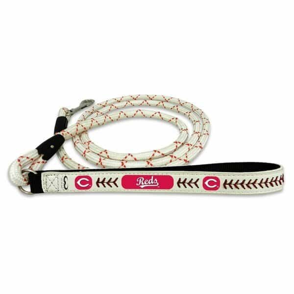 Cincinnati Reds Pet Leash Leather Chain Baseball Size Medium
