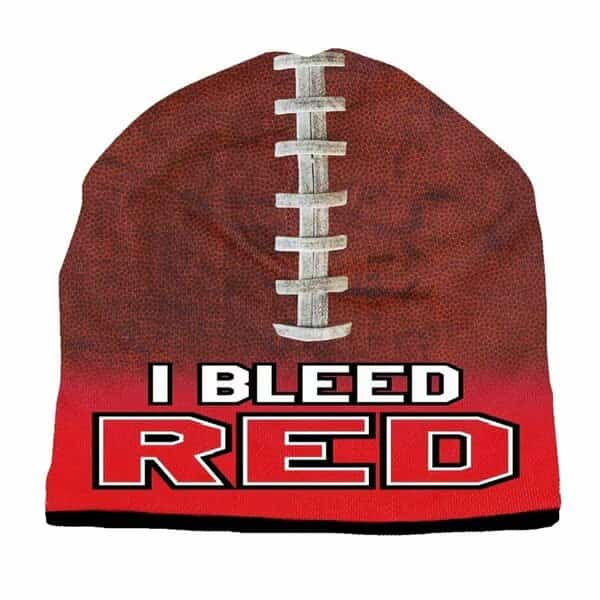 Beanie I Bleed Style Sublimated Football Red Design