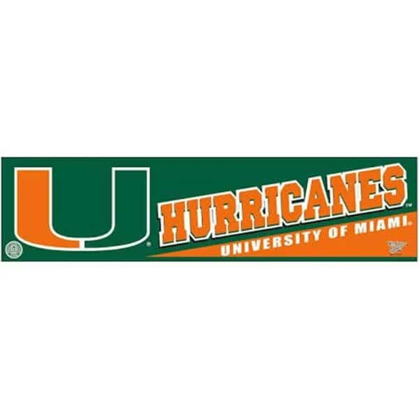 Miami Hurricanes Decal 3X12 Bumper Strip Style