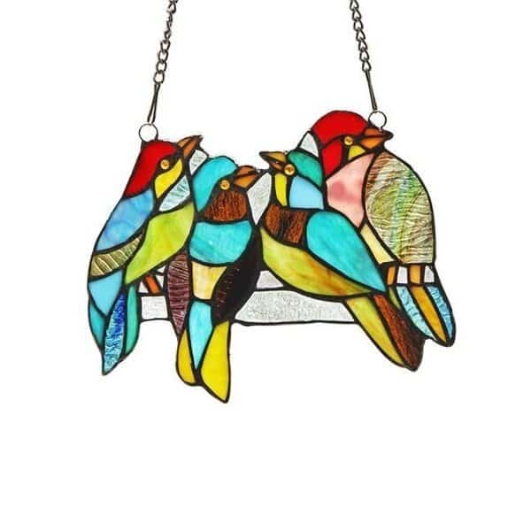 Chloe Lighting CH3P061BA10-GPN Polly Tiffany-Glass Window Panel - 10 in., Chloe Lighting, Mfr#: CH3P061BA10-GPN