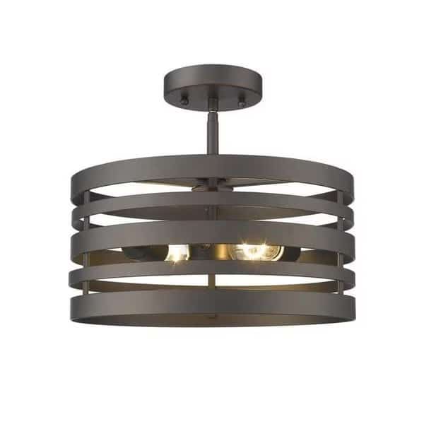 Chloe Lighting CH2H122RB13-SF2 Paisley Farmhouse 2 Light Rubbed Bronze Semi-Flush Ceiling Fixture - 13 in.