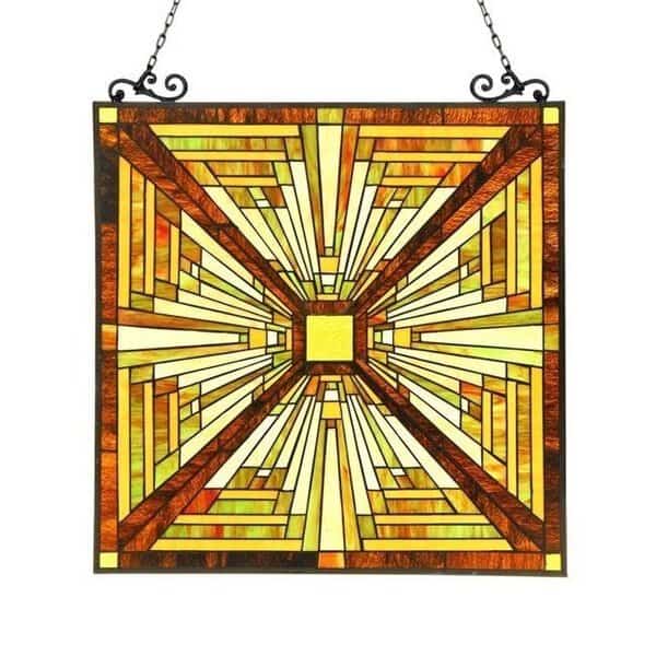 Chloe CH3P359MR26-GPN 24.5 x 26 in. Lighting Innes Tiffany Glass Mission Window Panel - Black