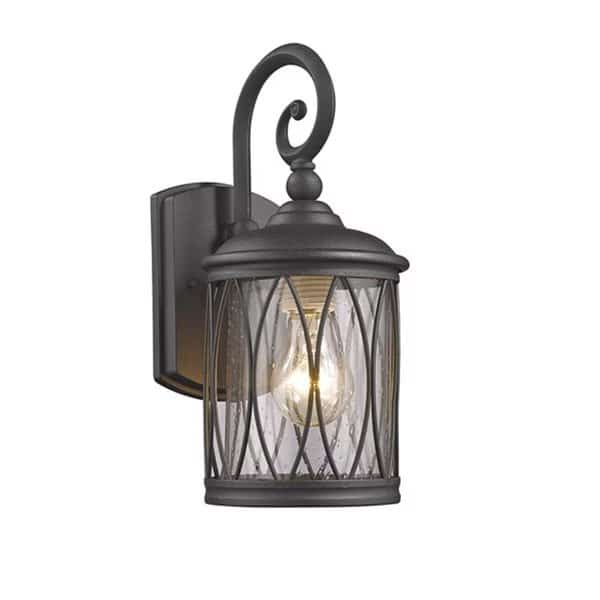 13 in. Lighting Dinadan Transitional 1 Light Black Outdoor Wall Sconce - Textured Black