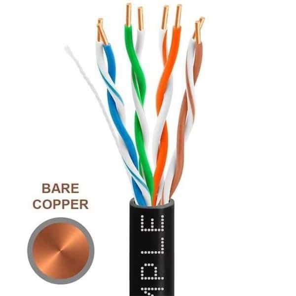 Cmple 1303-N 1000 ft. 350 MHz Cat5e Bulk In-Wall Cable 24 AWG Bare Copper - Black