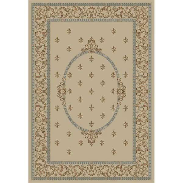 7 ft. 10 in. x 9 ft. 10 in. Jewel F.Lys Medallion - Ivory