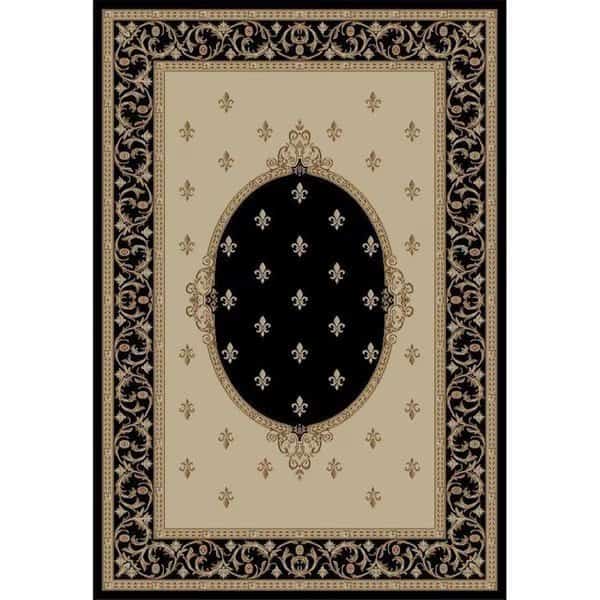 7 ft. 10 in. x 9 ft. 10 in. Jewel F. Lys Medallion - Black