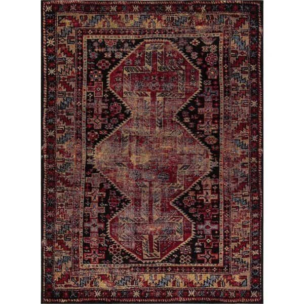 2 ft. 7 in. x 5 ft. Diamond Antique - Black, Red