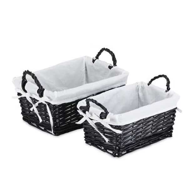 Cheungs UW-9750-2BKL Willow Rectangular Storage with Liner; Black - Set of 2