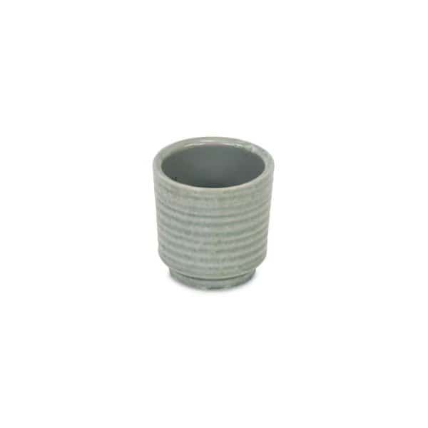Celadon Rippled Ceramic planter, Green
