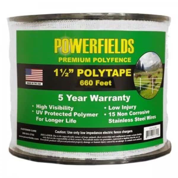 Powerfields 1382001 1.5 in. x 660 ft. Powerfields White Polytape, Powerfields, Mfr#: 1382001