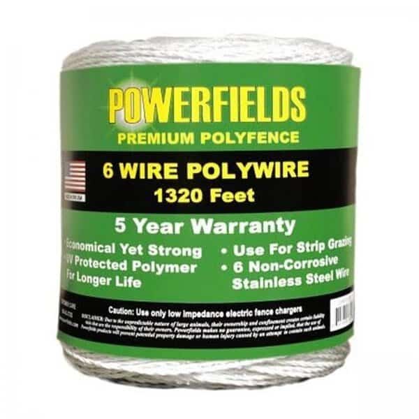Powerfields 1382004 660 ft. Powerfields White 6-Wire Polywire