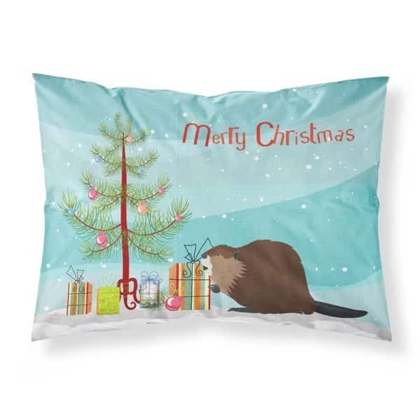 Eurasian Beaver Christmas Fabric Standard Pillowcase