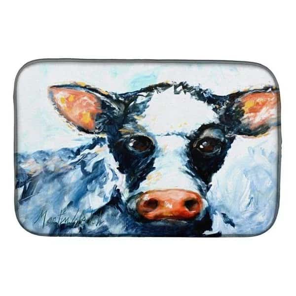 Carolines Treasures MW1273DDM Cow Lick Black & White Cow Dish Drying Mat