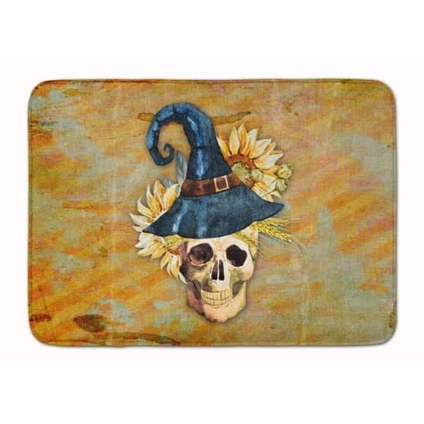 Day of the Dead Witch Skull Machine Washable Memory Foam Mat