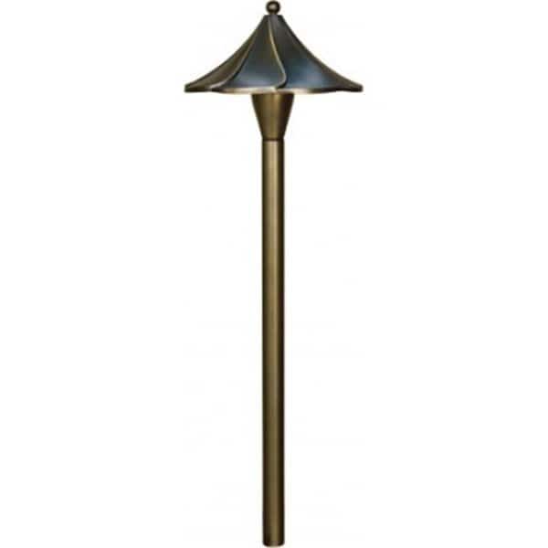 12V JC Brass Scalloped Top Path Light, 20W - Weathered Brass