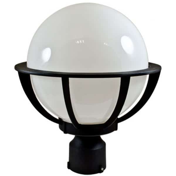 10 in. 120 V Cast Aluminum 60 watts Incandenscent Type Globe Post Top Fixture, Black