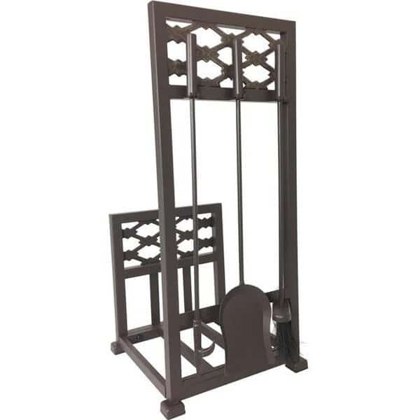 Dagan 5804 Lattice Design Log Rack with Tools; Bronze - 4 Piece
