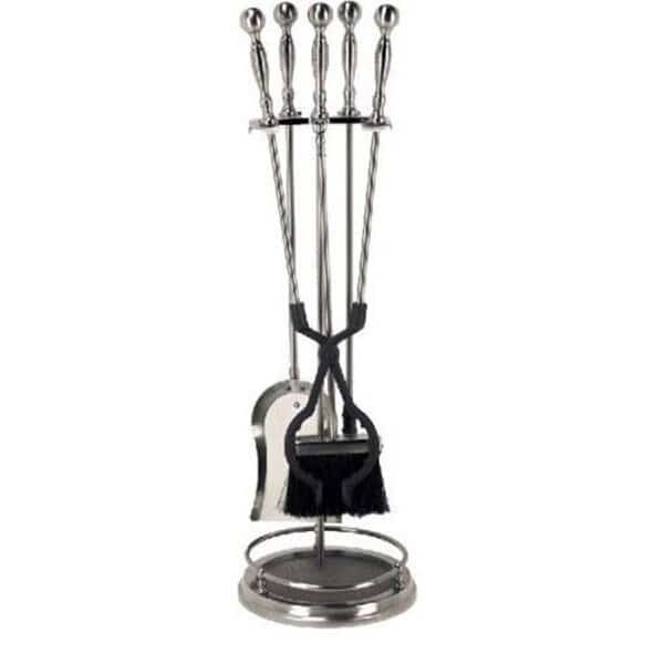 Dagan 7456 Fireplace Tool Set; Pewter - 5 Piece