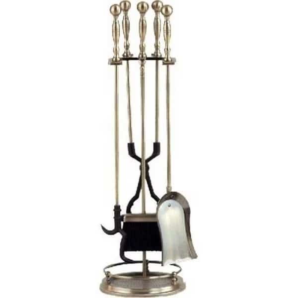 Dagan 4444 Fireplace Tool Set; Antique Brass - 5 Piece